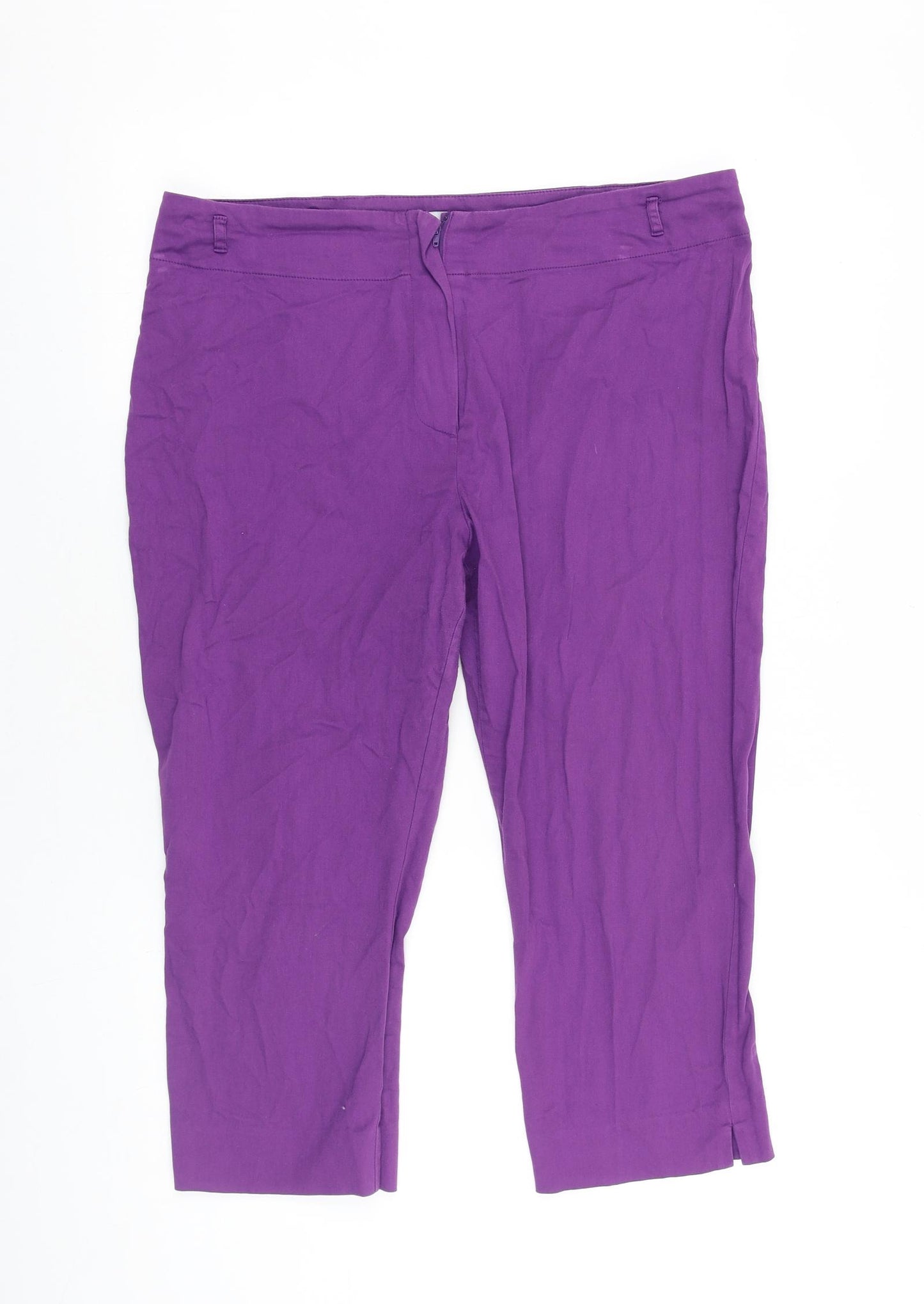 TU Womens Purple Polyester Cropped Trousers Size 16 L21 in Regular Zip