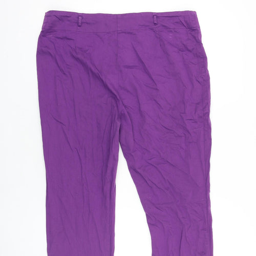 TU Womens Purple Polyester Cropped Trousers Size 16 L21 in Regular Zip