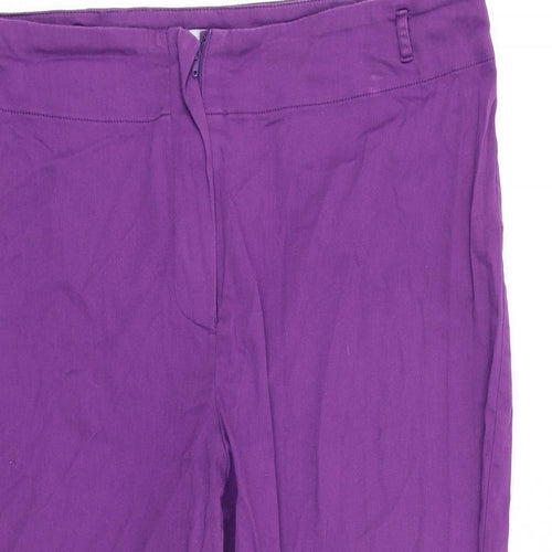 TU Womens Purple Polyester Cropped Trousers Size 16 L21 in Regular Zip