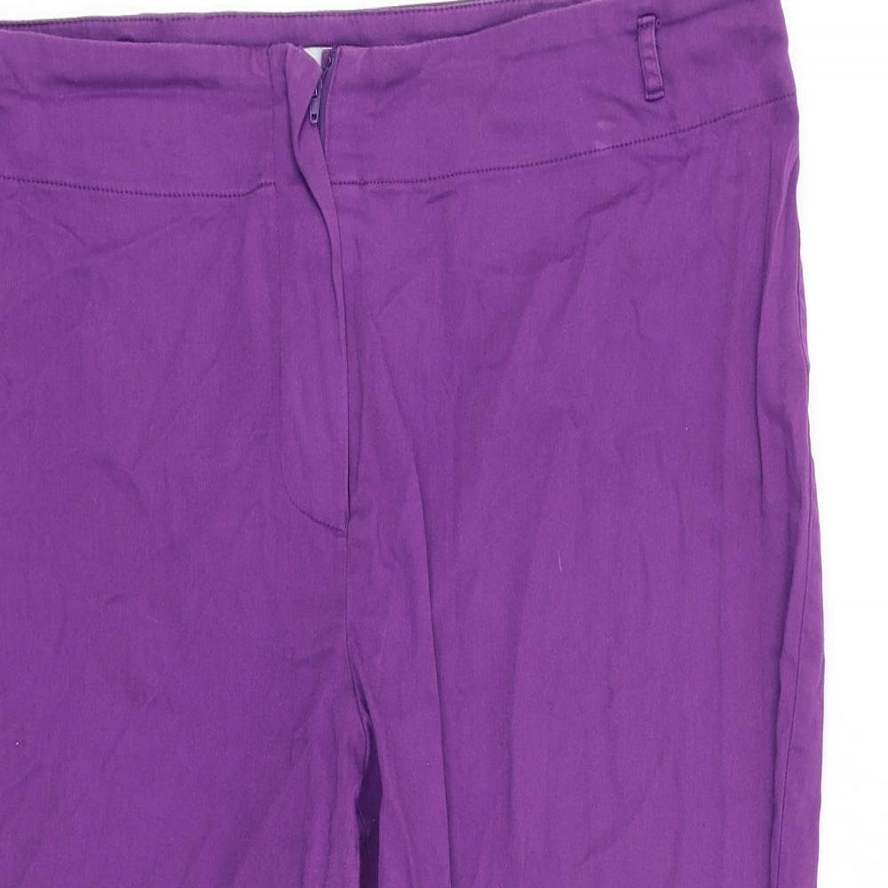TU Womens Purple Polyester Cropped Trousers Size 16 L21 in Regular Zip