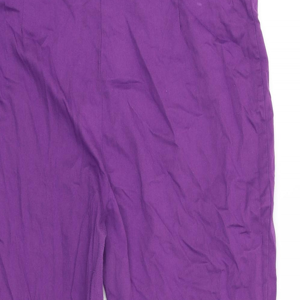 TU Womens Purple Polyester Cropped Trousers Size 16 L21 in Regular Zip
