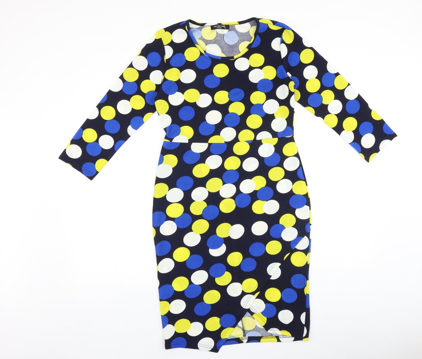 Collection London Womens Multicoloured Geometric Viscose Bodycon Size 12 Boat Neck Pullover