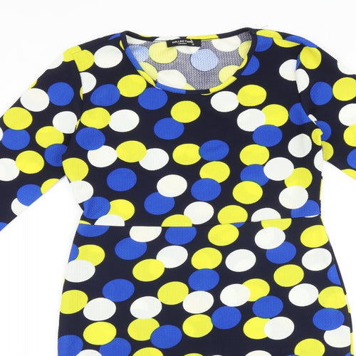 Collection London Womens Multicoloured Geometric Viscose Bodycon Size 12 Boat Neck Pullover