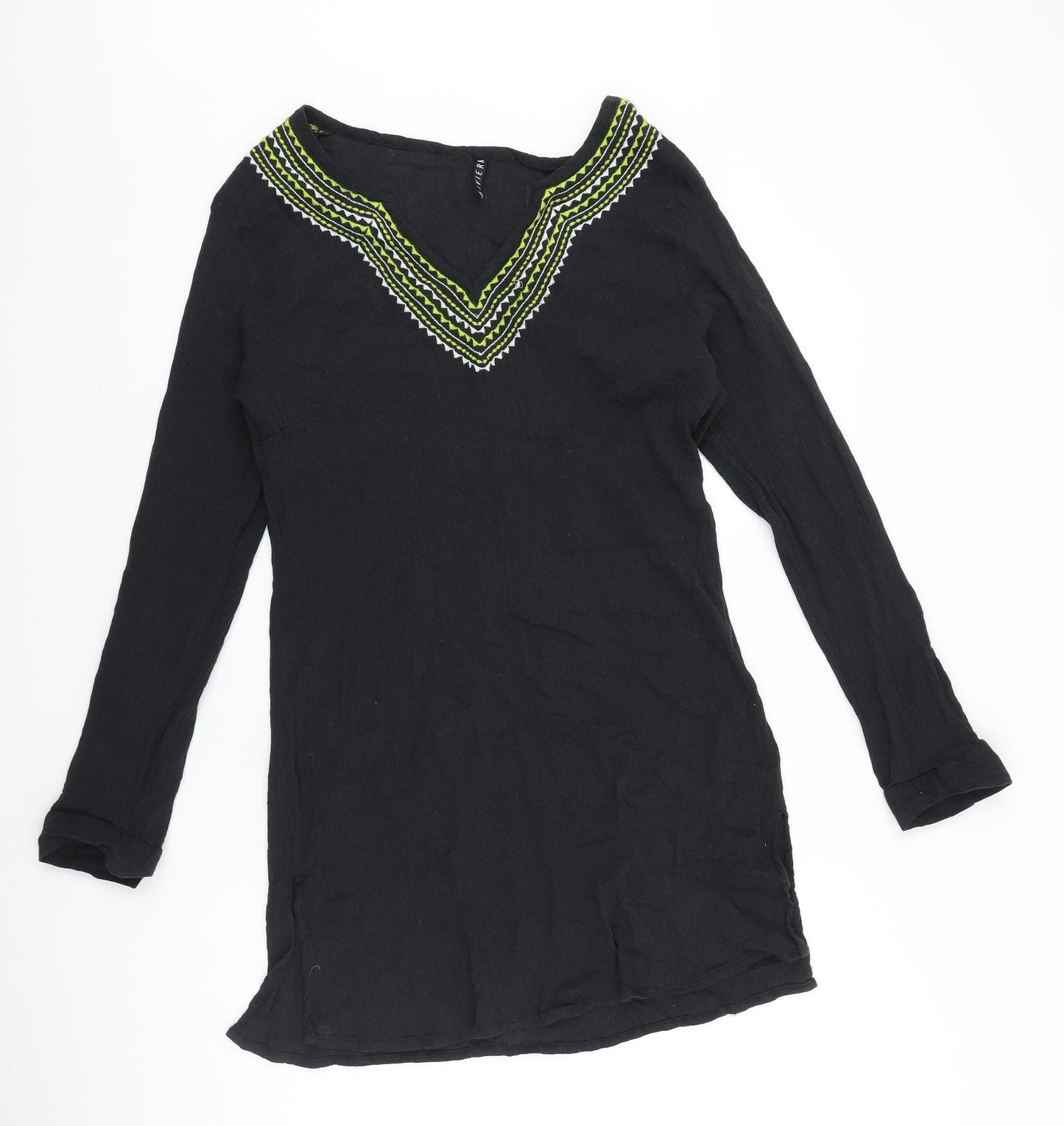 BHS Womens Black Polyester Tunic Blouse Size XL V-Neck
