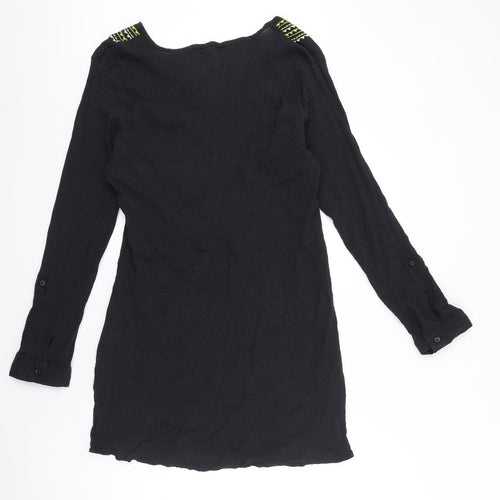 BHS Womens Black Polyester Tunic Blouse Size XL V-Neck