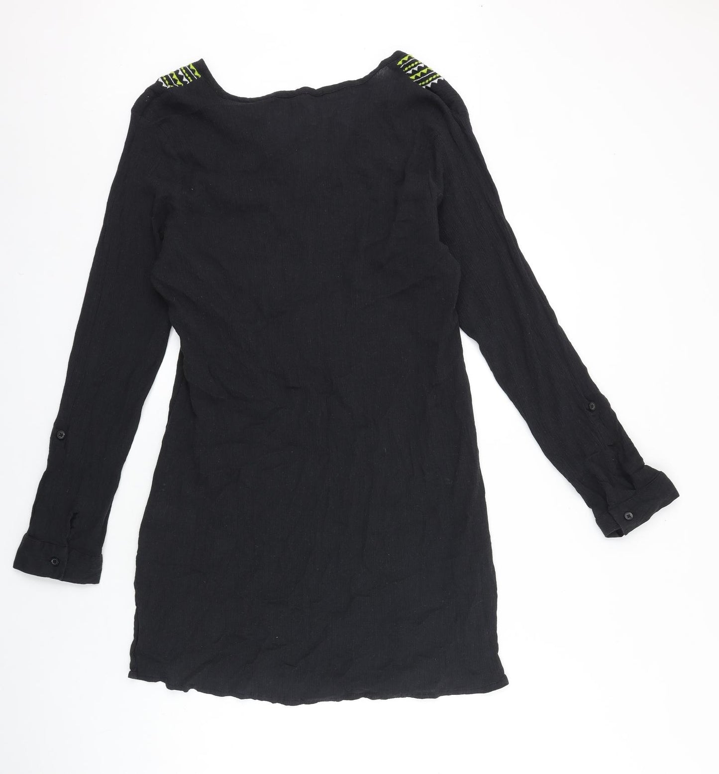 BHS Womens Black Polyester Tunic Blouse Size XL V-Neck
