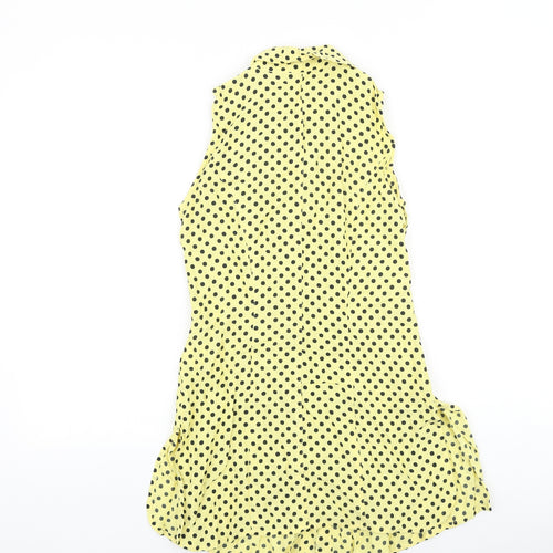 Singh S. Madan Womens Yellow Polka Dot 100% Cotton Tunic Blouse Size 8 Collared