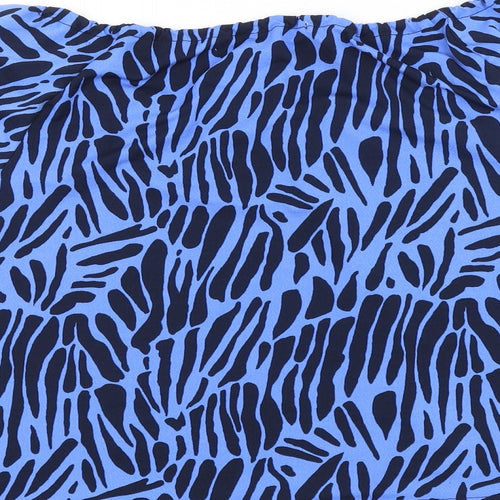 NEXT Womens Blue Geometric Viscose Basic Blouse Size 12 Boat Neck