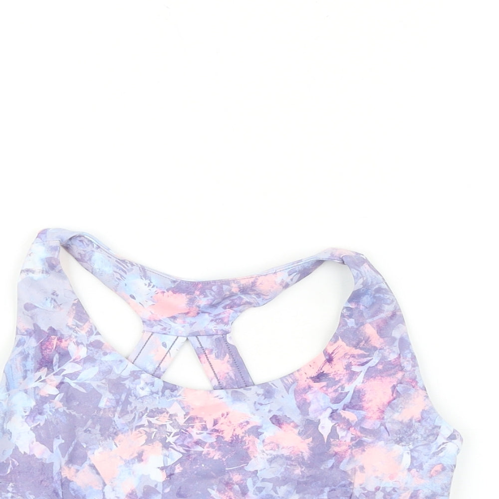 Mountain Warehouse Womens Multicoloured Geometric Polyester Cropped Tank Size 10 Scoop Neck Pullover - Racerback Sports Bra