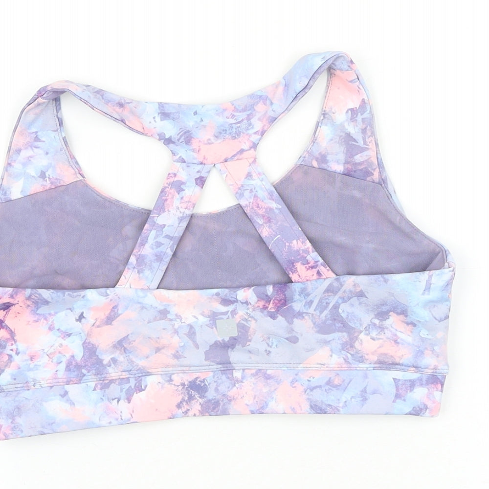 Mountain Warehouse Womens Multicoloured Geometric Polyester Cropped Tank Size 10 Scoop Neck Pullover - Racerback Sports Bra
