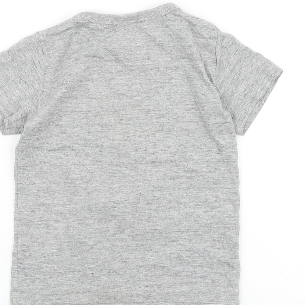 NEXT Girls Grey 100% Cotton Basic T-Shirt Size 2-3 Years Round Neck Pullover - Mickey Mouse