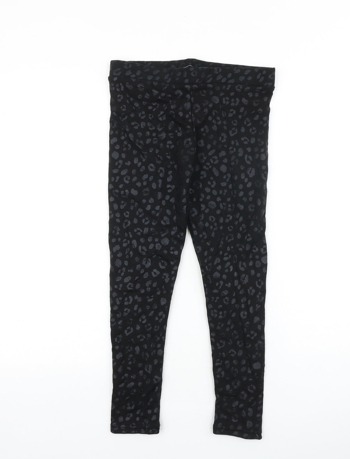 Primark Girls Black Animal Print 100% Cotton Jogger Trousers Size 8-9 Years Regular - Leggings