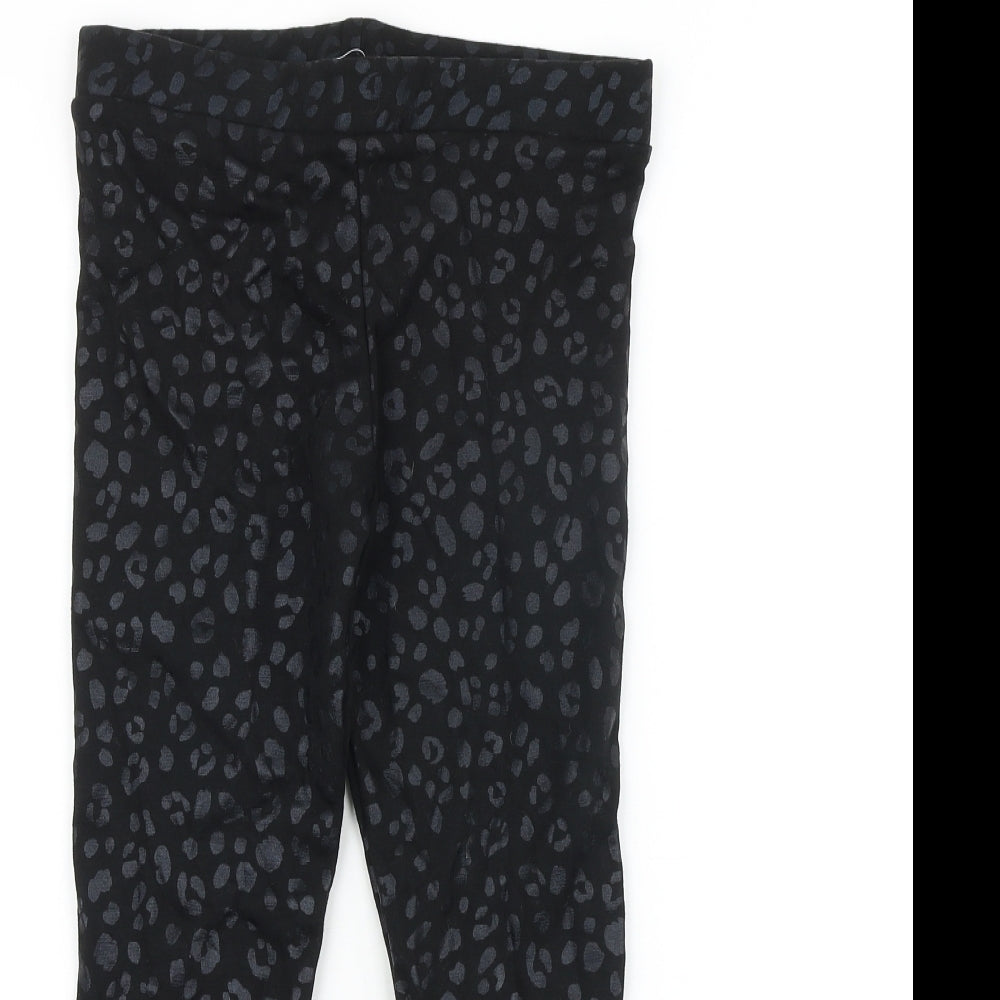 Primark Girls Black Animal Print 100% Cotton Jogger Trousers Size 8-9 Years Regular - Leggings