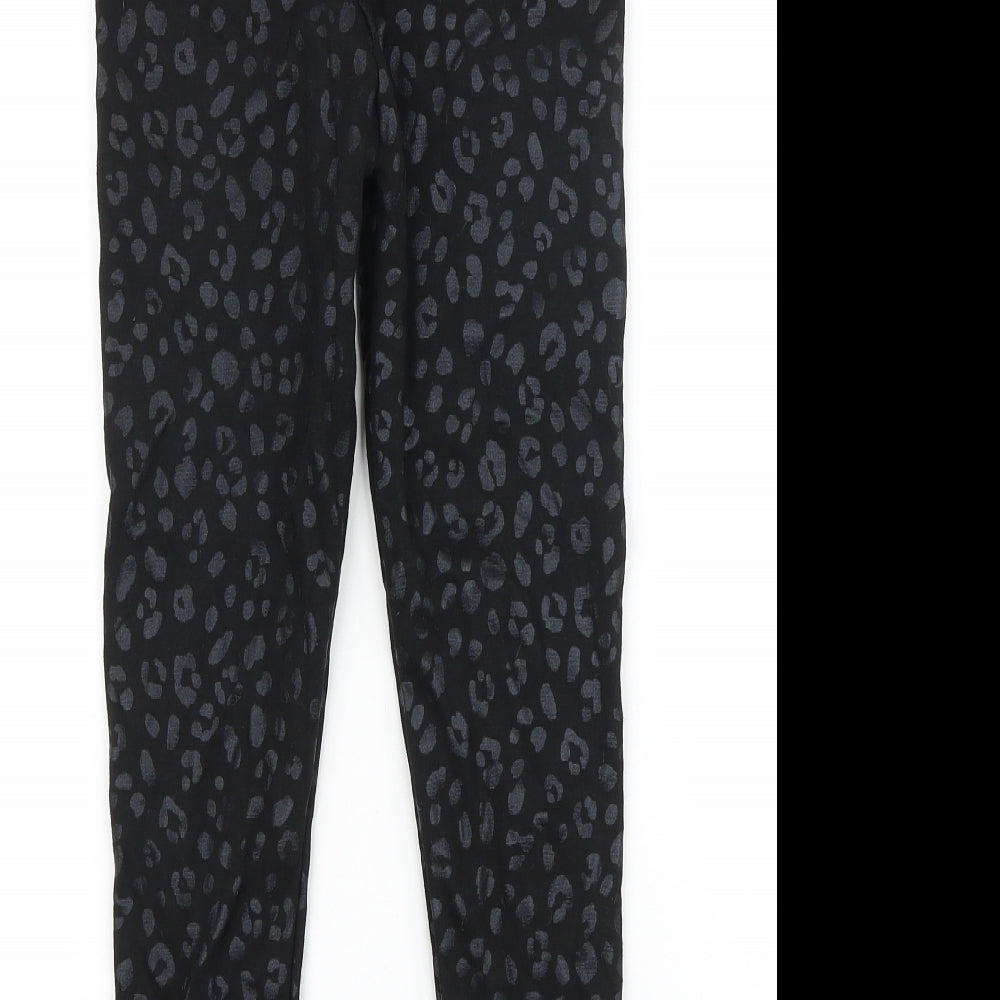 Primark Girls Black Animal Print 100% Cotton Jogger Trousers Size 8-9 Years Regular - Leggings
