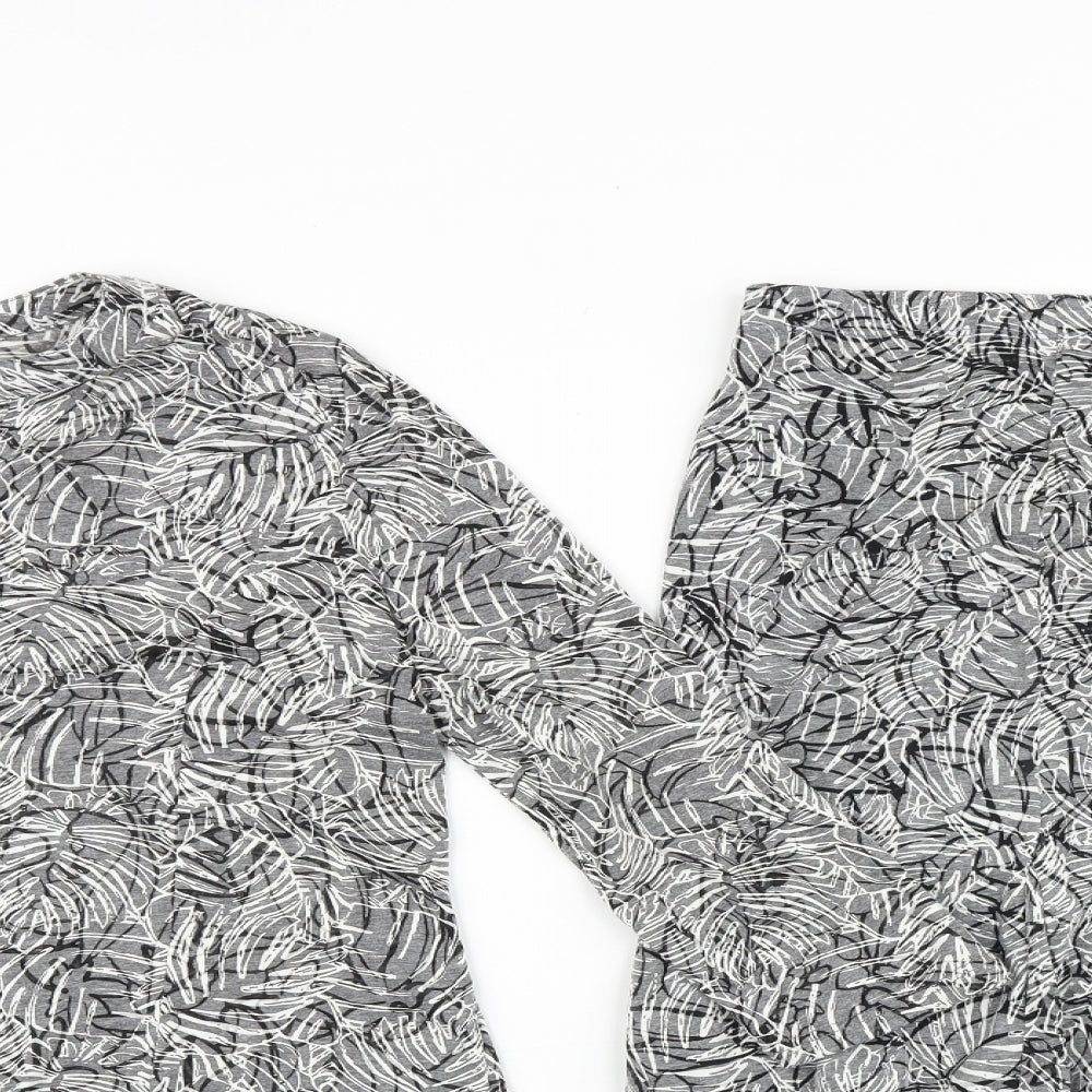 Nutmeg Womens Grey Geometric Cotton A-Line Skirt Size 14 Button - Blouse & Skirt Set