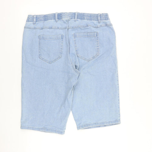 bonprix Womens Blue 100% Cotton Bermuda Shorts Size 22 L15 in Regular Pull On