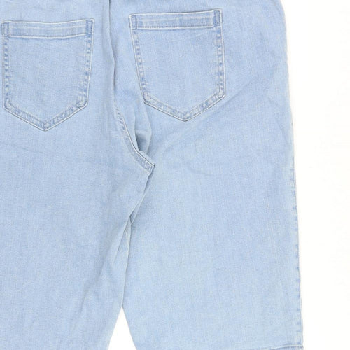 bonprix Womens Blue 100% Cotton Bermuda Shorts Size 22 L15 in Regular Pull On