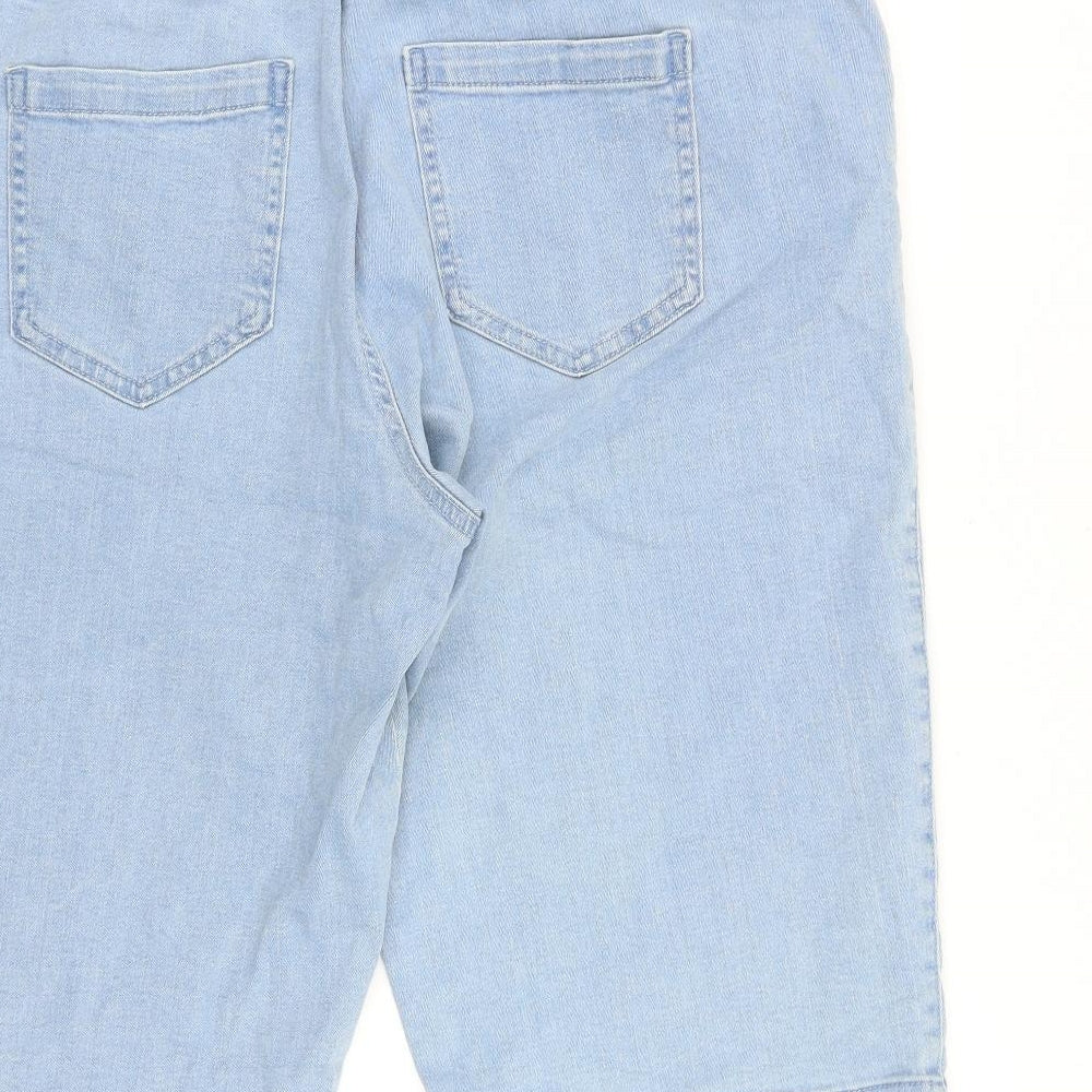 bonprix Womens Blue 100% Cotton Bermuda Shorts Size 22 L15 in Regular Pull On