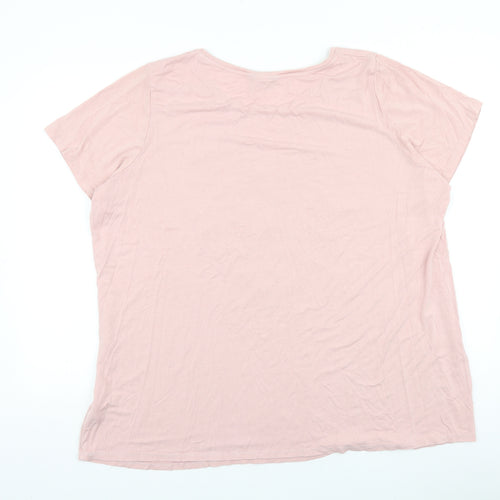 Love Yours Womens Pink Cotton Basic T-Shirt Size 24 Round Neck - So Glamorous