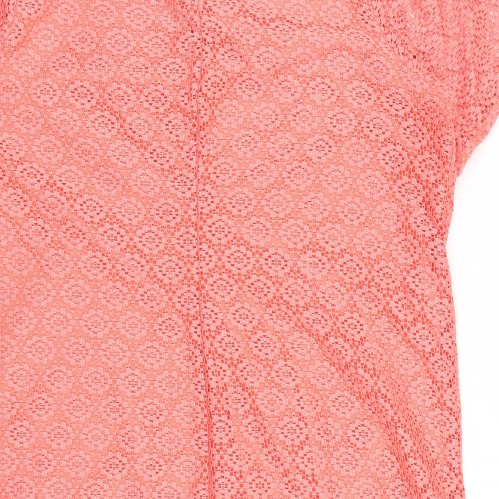 George Womens Pink Geometric Polyamide Basic T-Shirt Size 20 Round Neck