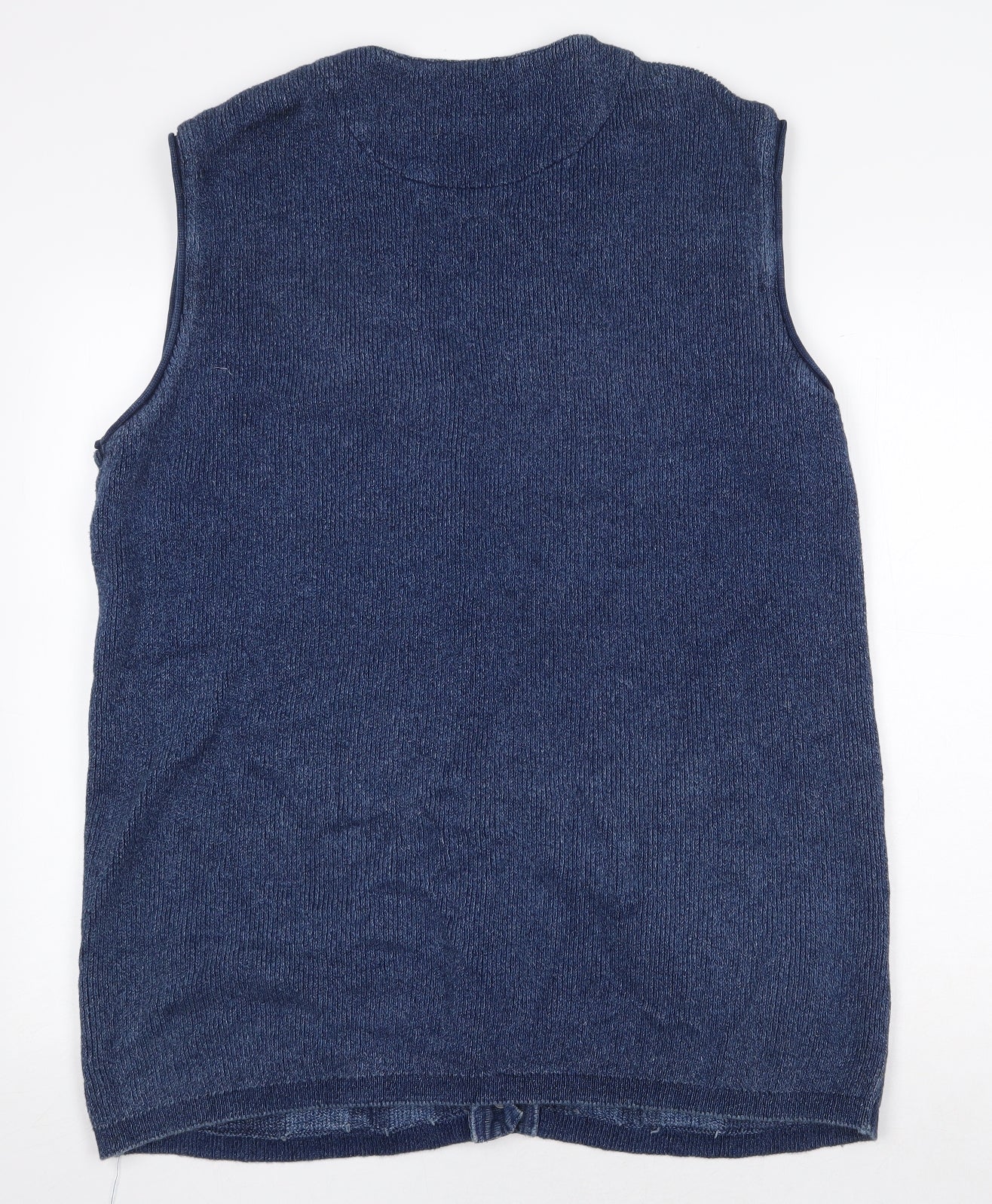 Blue Willi's Mens Blue V-Neck Striped Cotton Vest Jumper Size XL Sleeveless - Vintage Wash