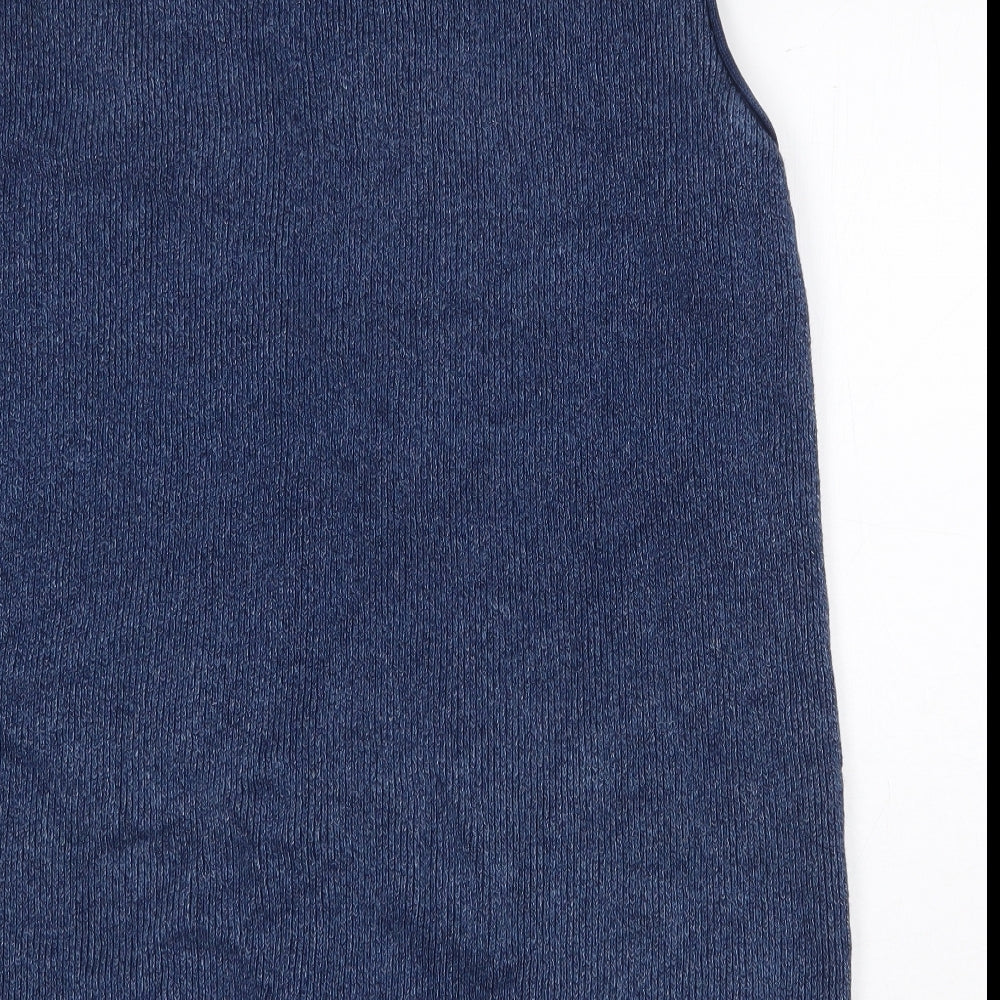 Blue Willi's Mens Blue V-Neck Striped Cotton Vest Jumper Size XL Sleeveless - Vintage Wash