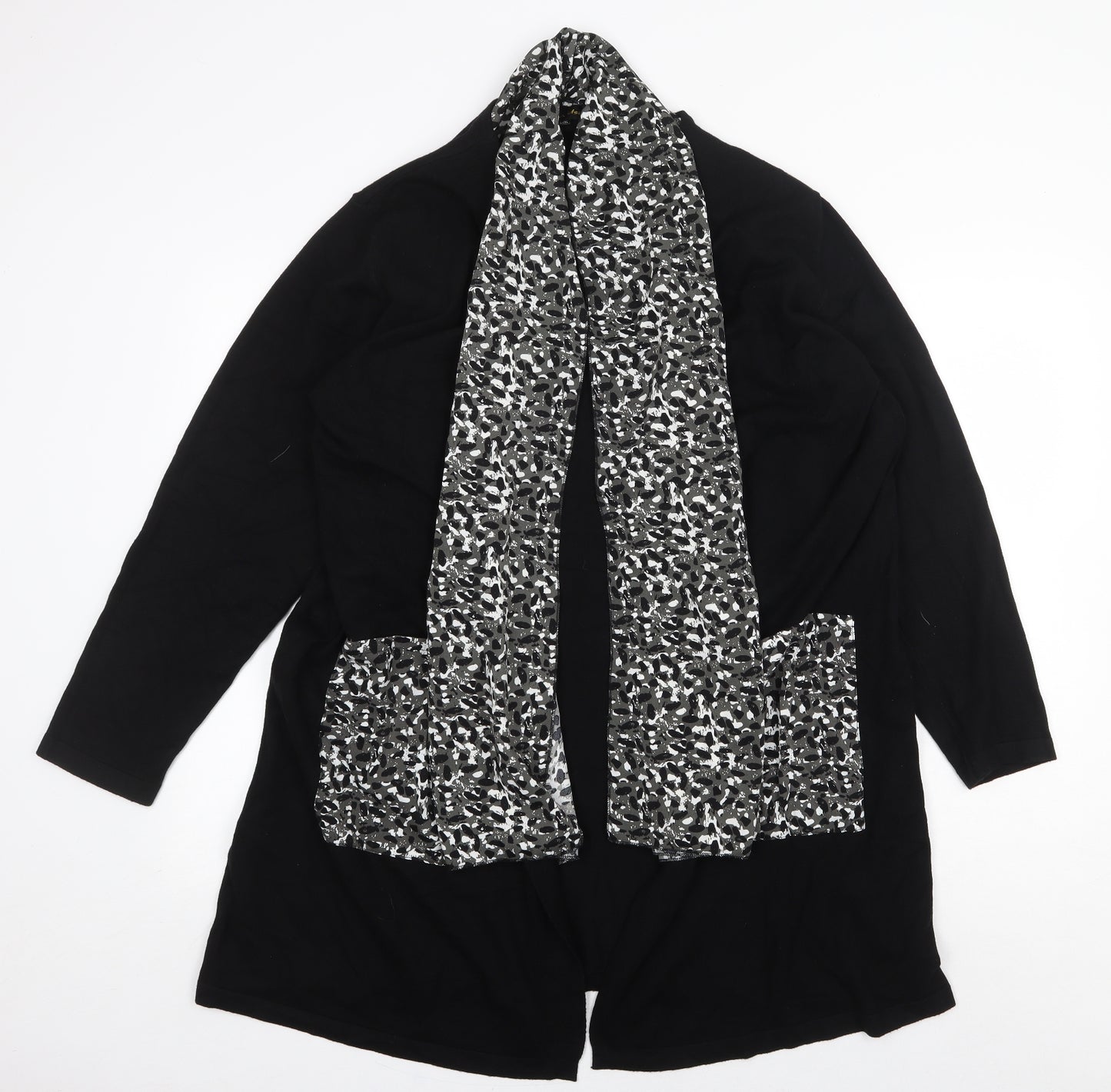 Frank Usher Womens Black V-Neck Viscose Cardigan Jumper Size L