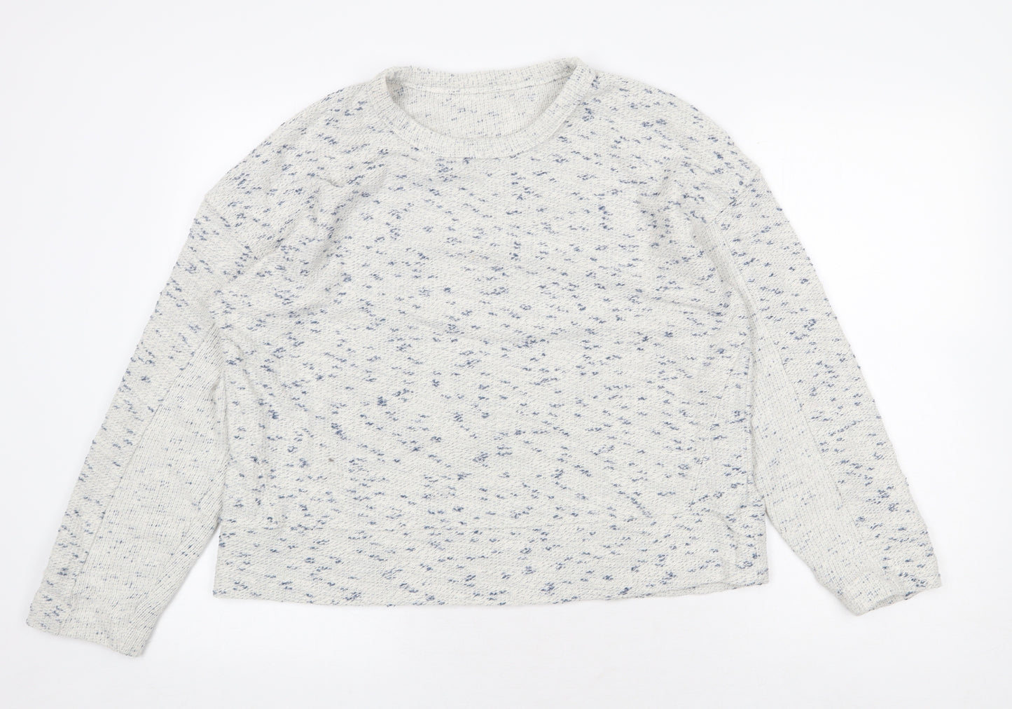 eseOese Womens White Round Neck Cotton Pullover Jumper Size L