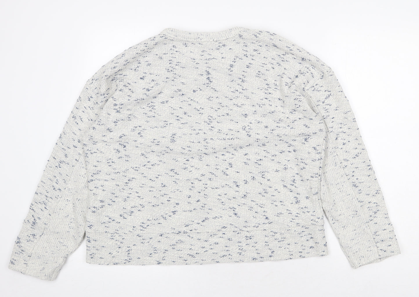 eseOese Womens White Round Neck Cotton Pullover Jumper Size L