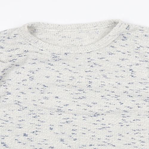 eseOese Womens White Round Neck Cotton Pullover Jumper Size L