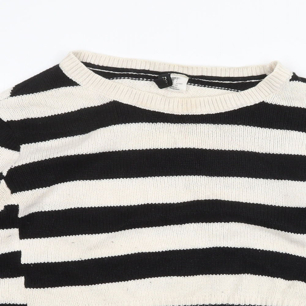 H&M Womens Multicoloured Boat Neck Striped Acrylic Pullover Jumper Size S