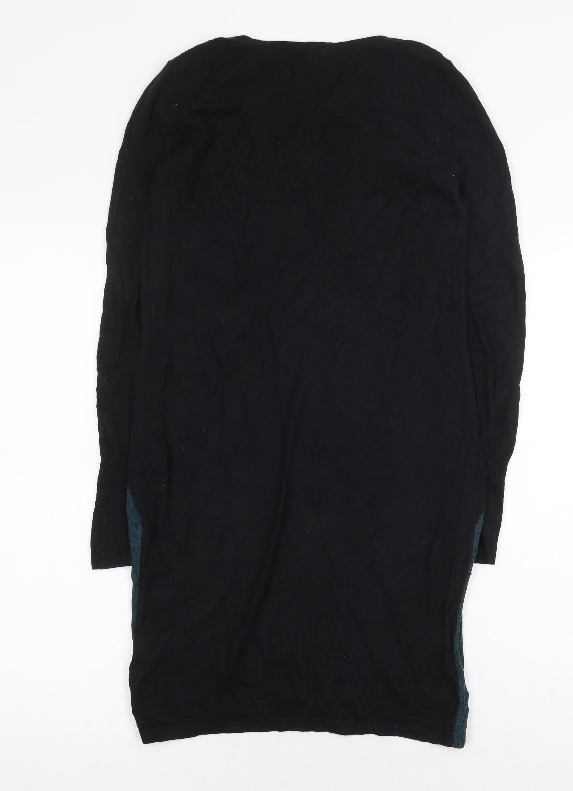 TU Womens Green Colourblock Viscose Jumper Dress Size 10 Round Neck Pullover
