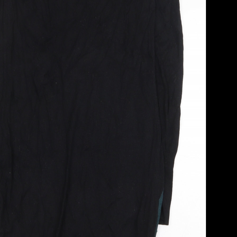 TU Womens Green Colourblock Viscose Jumper Dress Size 10 Round Neck Pullover
