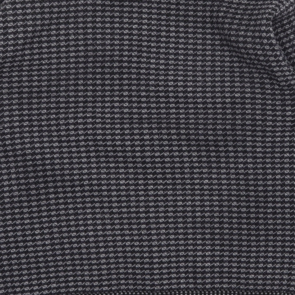Preworn Mens Grey Round Neck Check Acrylic Pullover Jumper Size S Long Sleeve