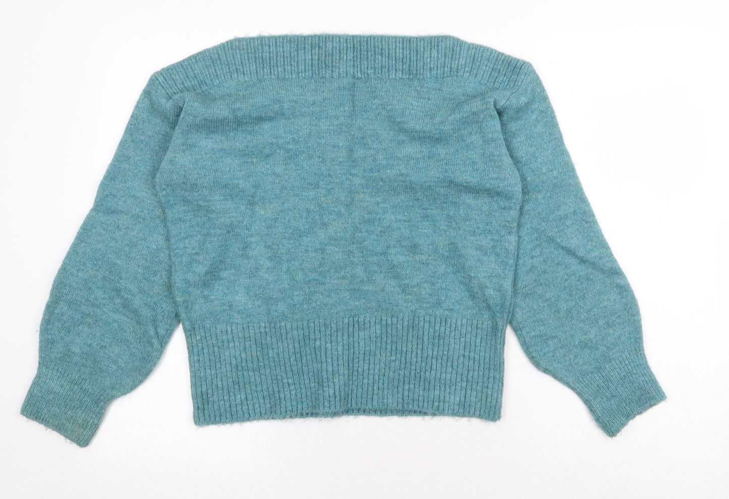 Marks and Spencer Womens Green Boat Neck Acrylic Pullover Jumper Size S