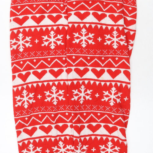 Brave Soul Womens Red Fair Isle Acrylic Jogger Trousers Size XL Regular