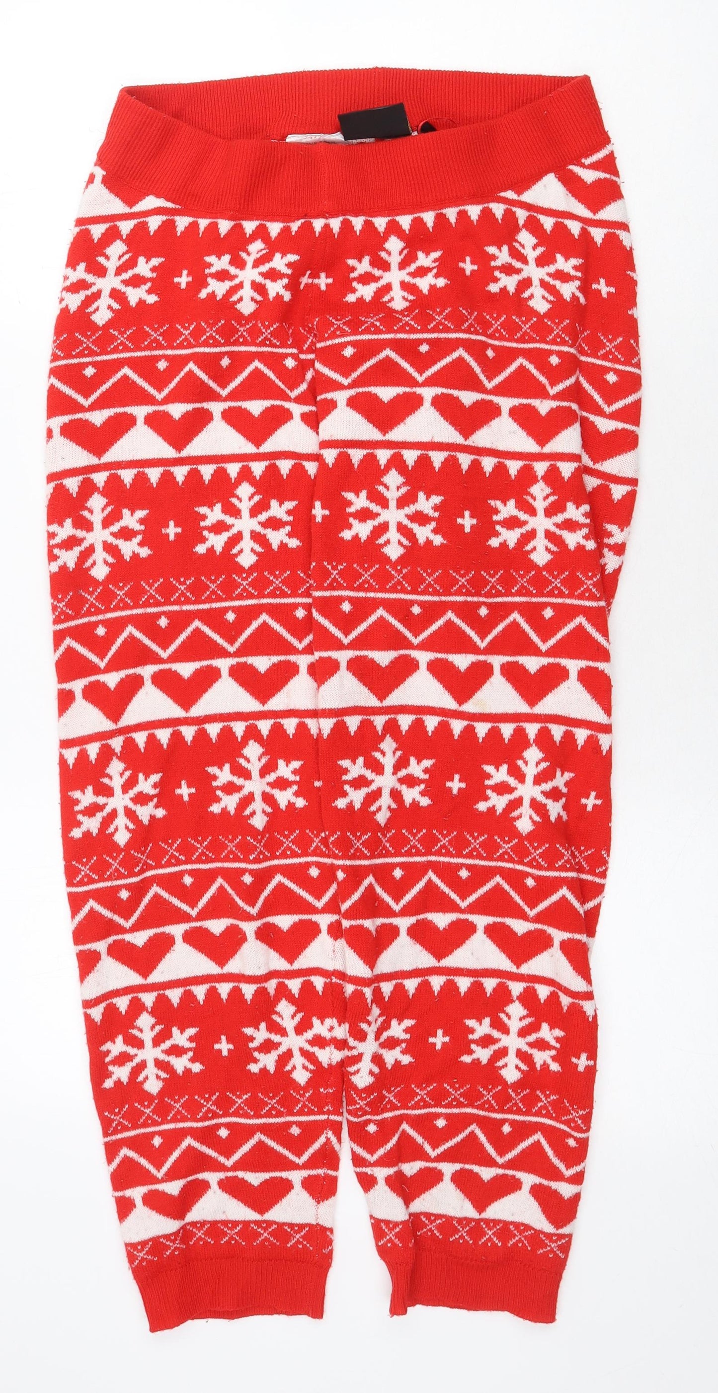 Brave Soul Womens Red Fair Isle Acrylic Jogger Trousers Size XL Regular