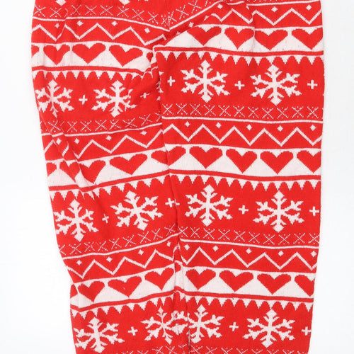 Brave Soul Womens Red Fair Isle Acrylic Jogger Trousers Size XL Regular