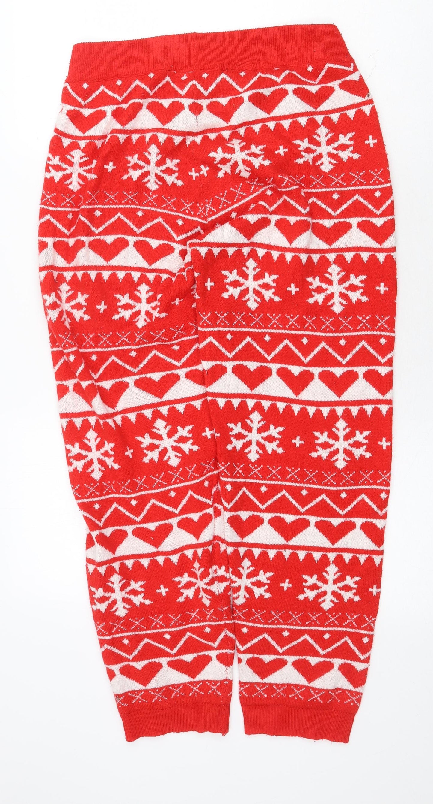 Brave Soul Womens Red Fair Isle Acrylic Jogger Trousers Size XL Regular