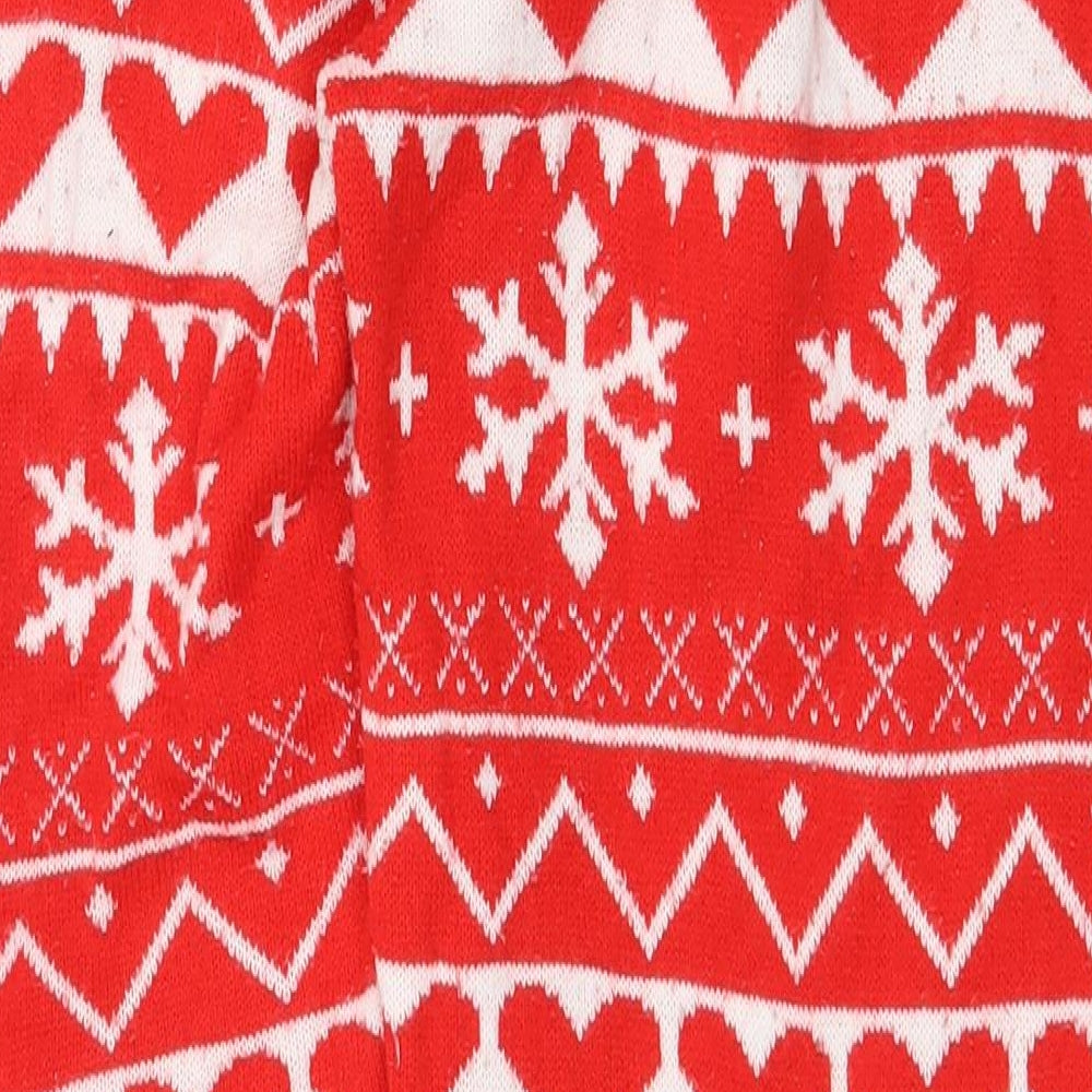 Brave Soul Womens Red Fair Isle Acrylic Jogger Trousers Size XL Regular