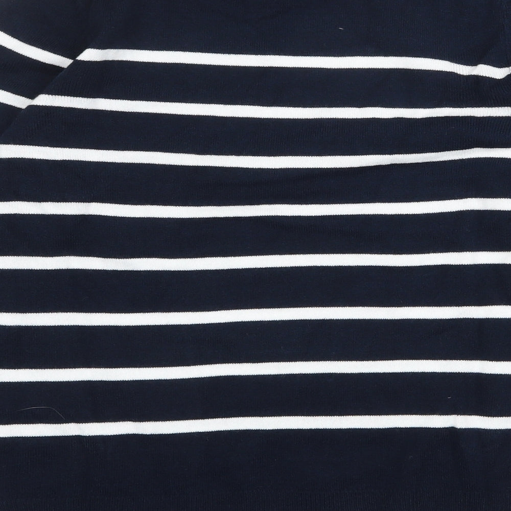 Marks and Spencer Womens Blue Round Neck Striped Acrylic Pullover Jumper Size 8