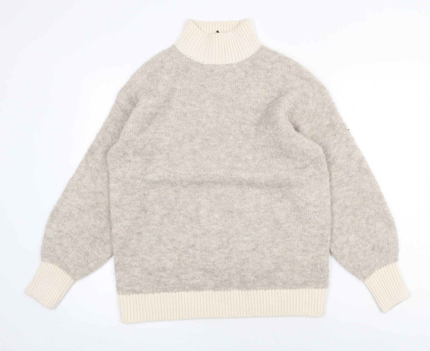 Marks and Spencer Womens Beige High Neck Acrylic Pullover Jumper Size S