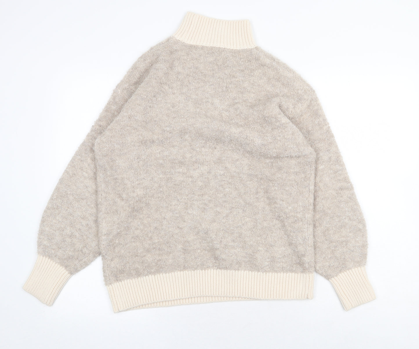 Marks and Spencer Womens Beige High Neck Acrylic Pullover Jumper Size S