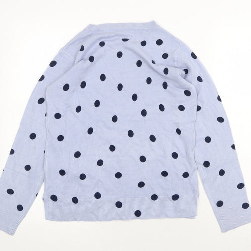 Marks and Spencer Womens Blue Round Neck Polka Dot Acrylic Pullover Jumper Size 10