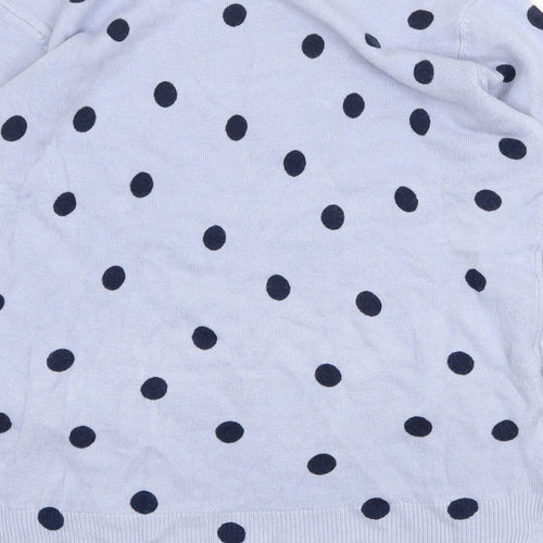 Marks and Spencer Womens Blue Round Neck Polka Dot Acrylic Pullover Jumper Size 10