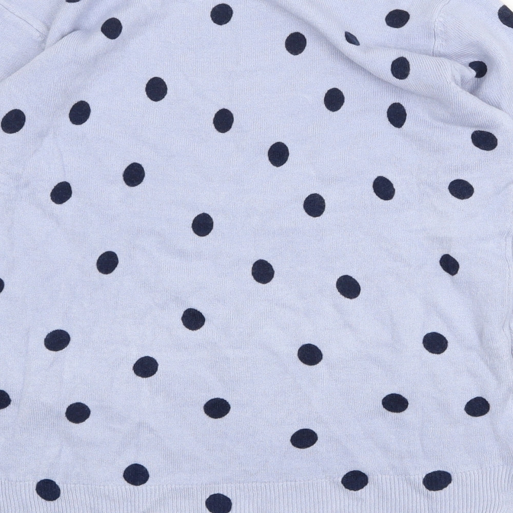 Marks and Spencer Womens Blue Round Neck Polka Dot Acrylic Pullover Jumper Size 10