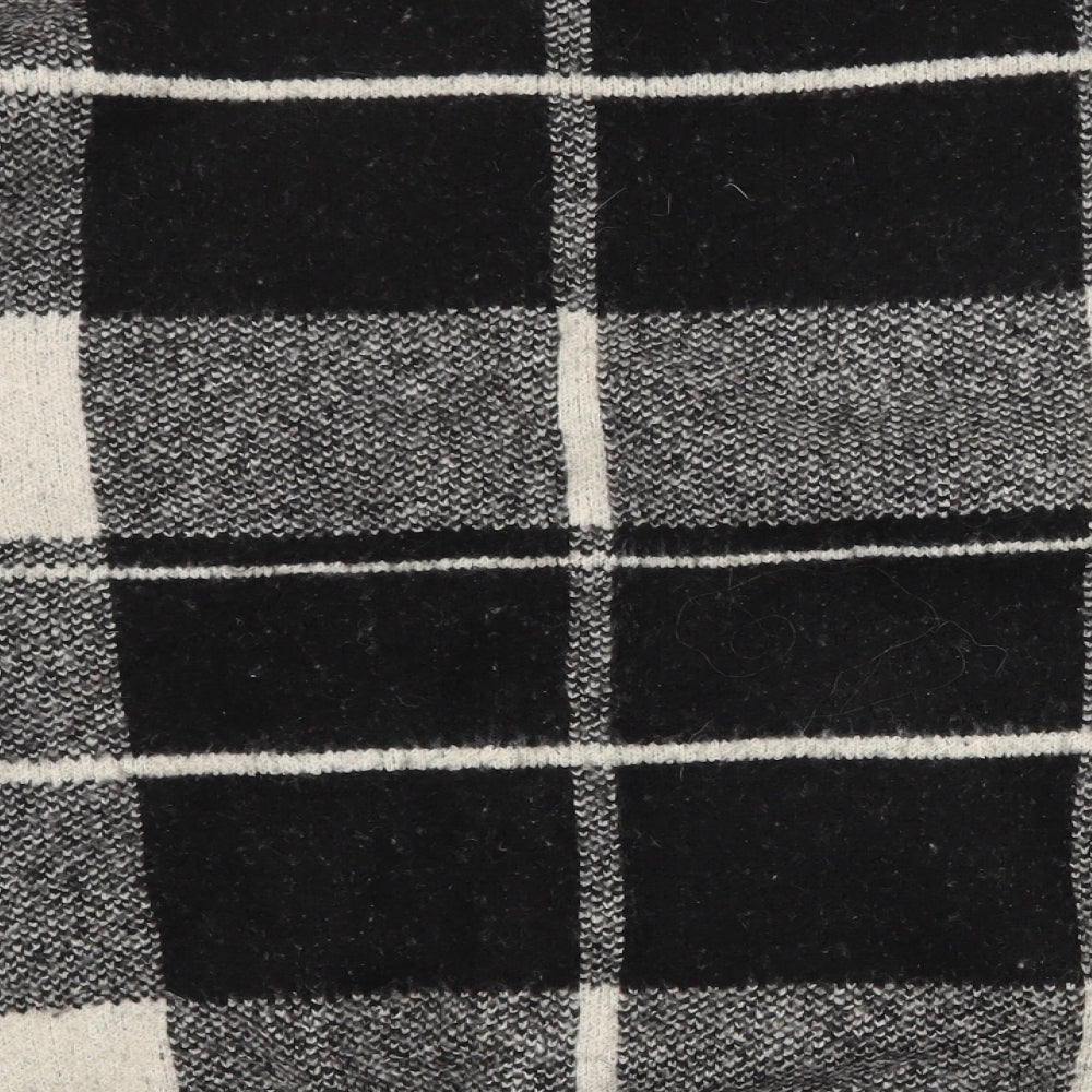 Atmosphere Womens Black Round Neck Plaid Acrylic Pullover Jumper Size 12