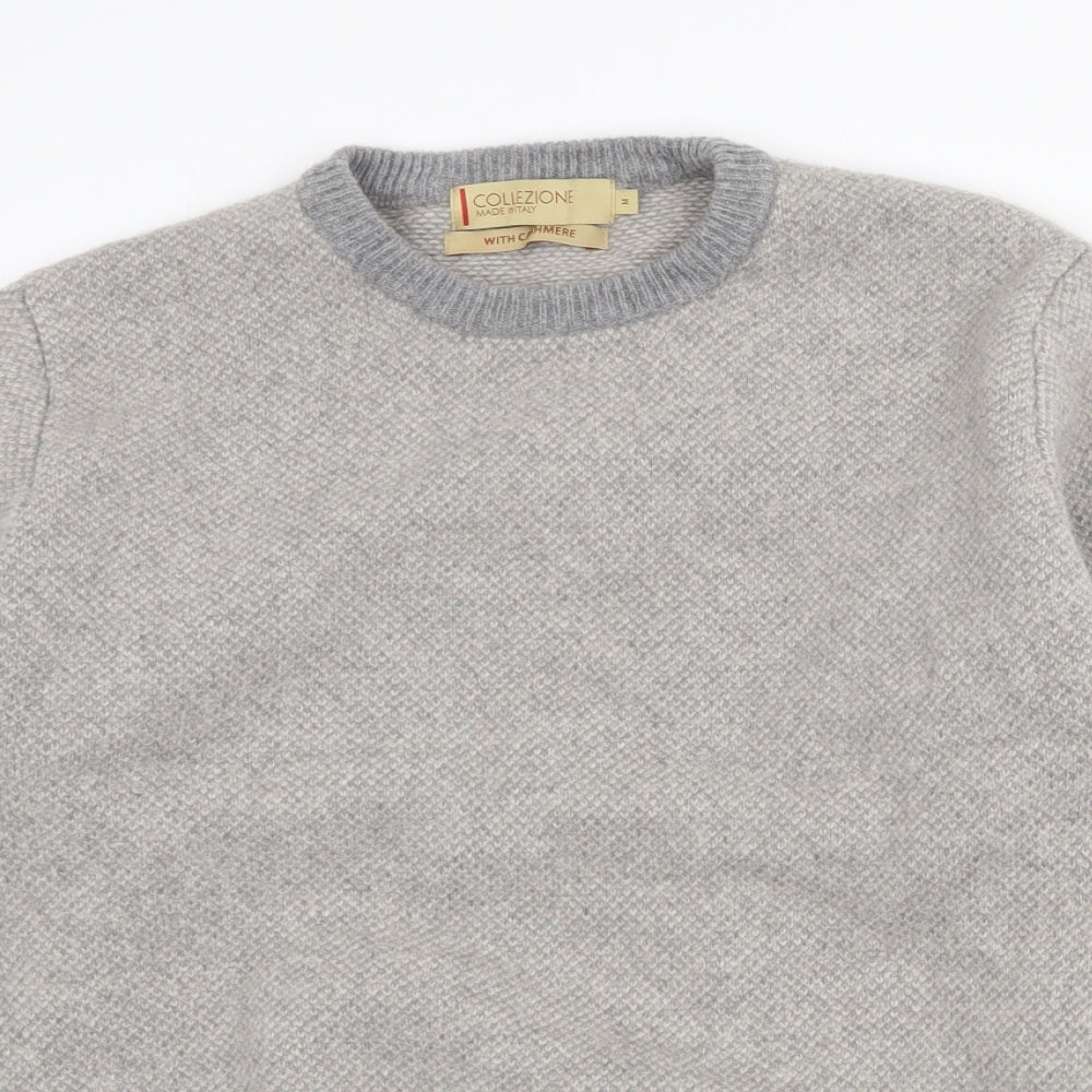 Marks and Spencer Womens Grey Round Neck Wool Pullover Jumper Size M