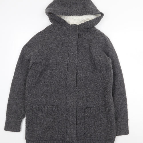 Papaya Womens Grey Polyester Pullover Hoodie Size M Zip