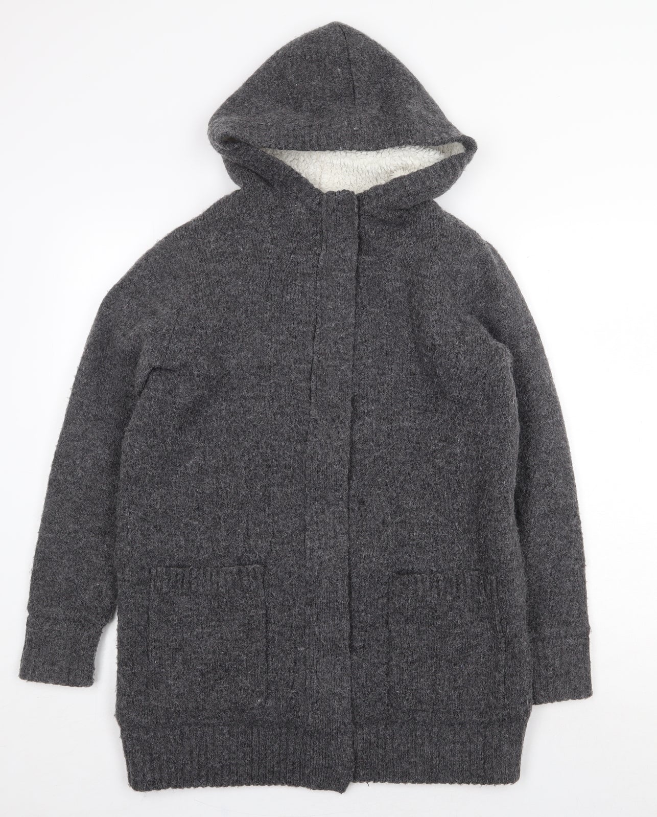 Papaya Womens Grey Polyester Pullover Hoodie Size M Zip